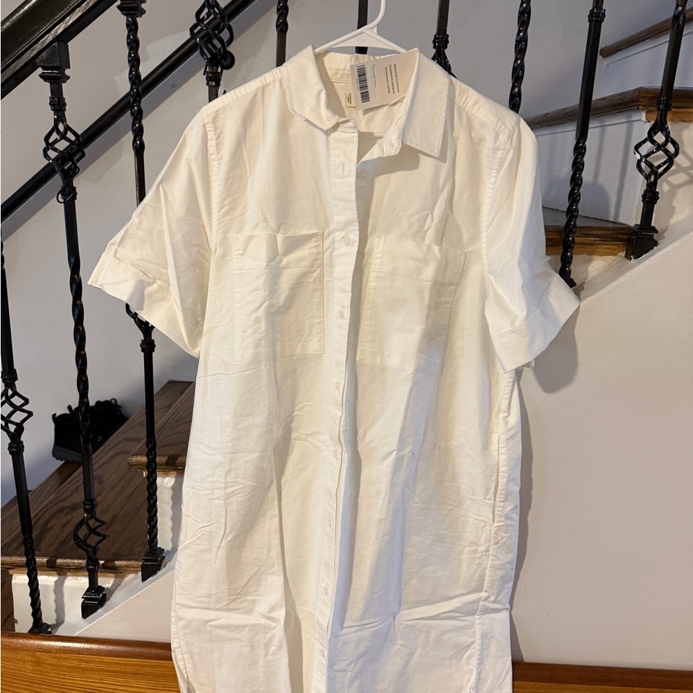 Everlane white shirt dress